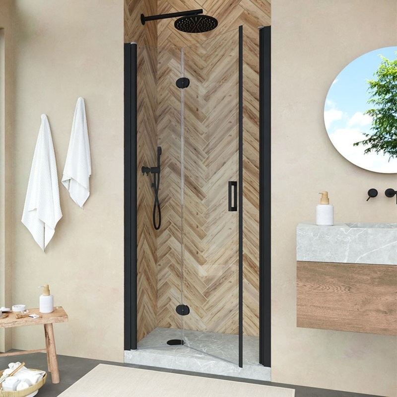 Дверь в душевой проём GPS NOVO 95 02М 01 левая профиль черный матовый стекло прозрачное