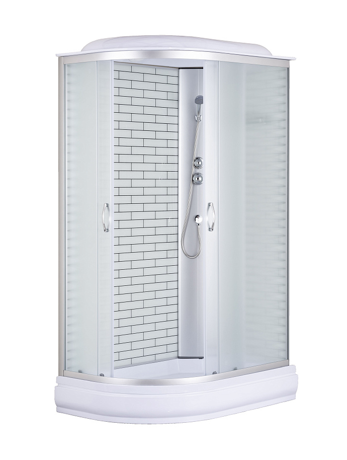 Душевая кабина Loranto 120х80х215 поддон 20 см, белый кирпичный узор, ст 4 мм, профиль хром (CS-