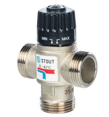 Термостатический смесительный клапан для систем отопления и ГВС 1" НР 20-43°С KV 1,6