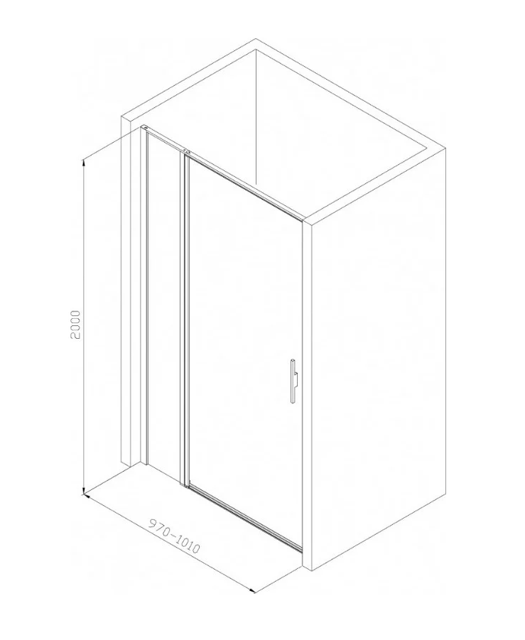 Дверь в нишу 1000мм стекло Optiwhite, Easyclean, 3.31006.BBA PRIORITY, черн.браш.алюм (252369)