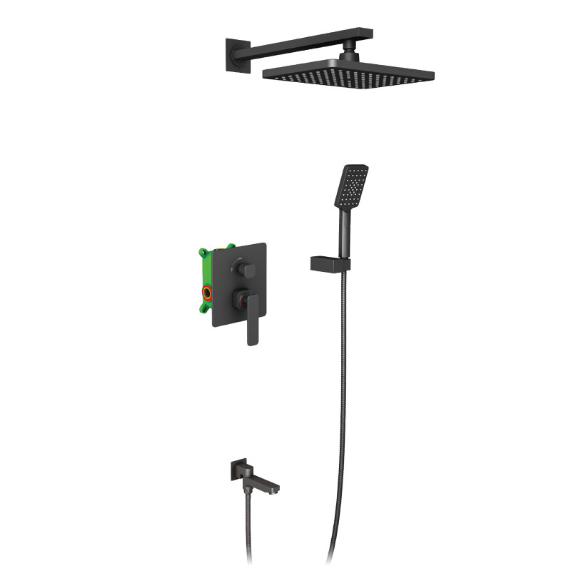 Душевая система SX-4399/03SM black TIMO Torne (скр. монтажа, 3 режимная)